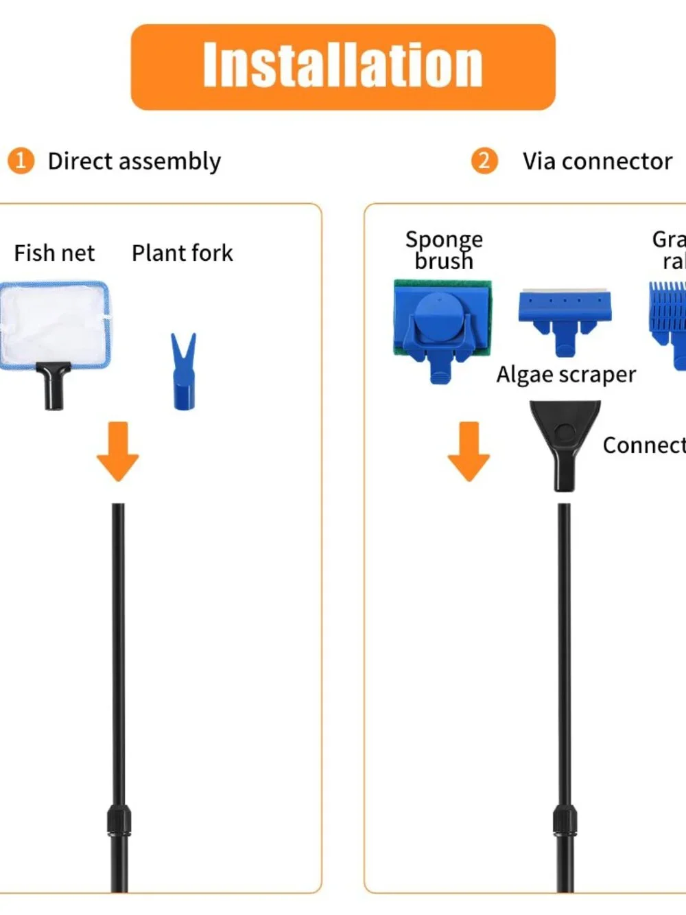 AQUANEAT Aquarium Cleaning Tools, Fish Tank Cleaner Kit with Adjustable Long Han